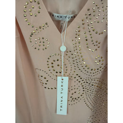 NWT Trina Turk Pink Sleeveless Embellished V-Neck Dress Size S