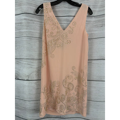 NWT Trina Turk Pink Sleeveless Embellished V-Neck Dress Size S