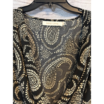 Bishop + Young Black Paisley Midi Dress Size L