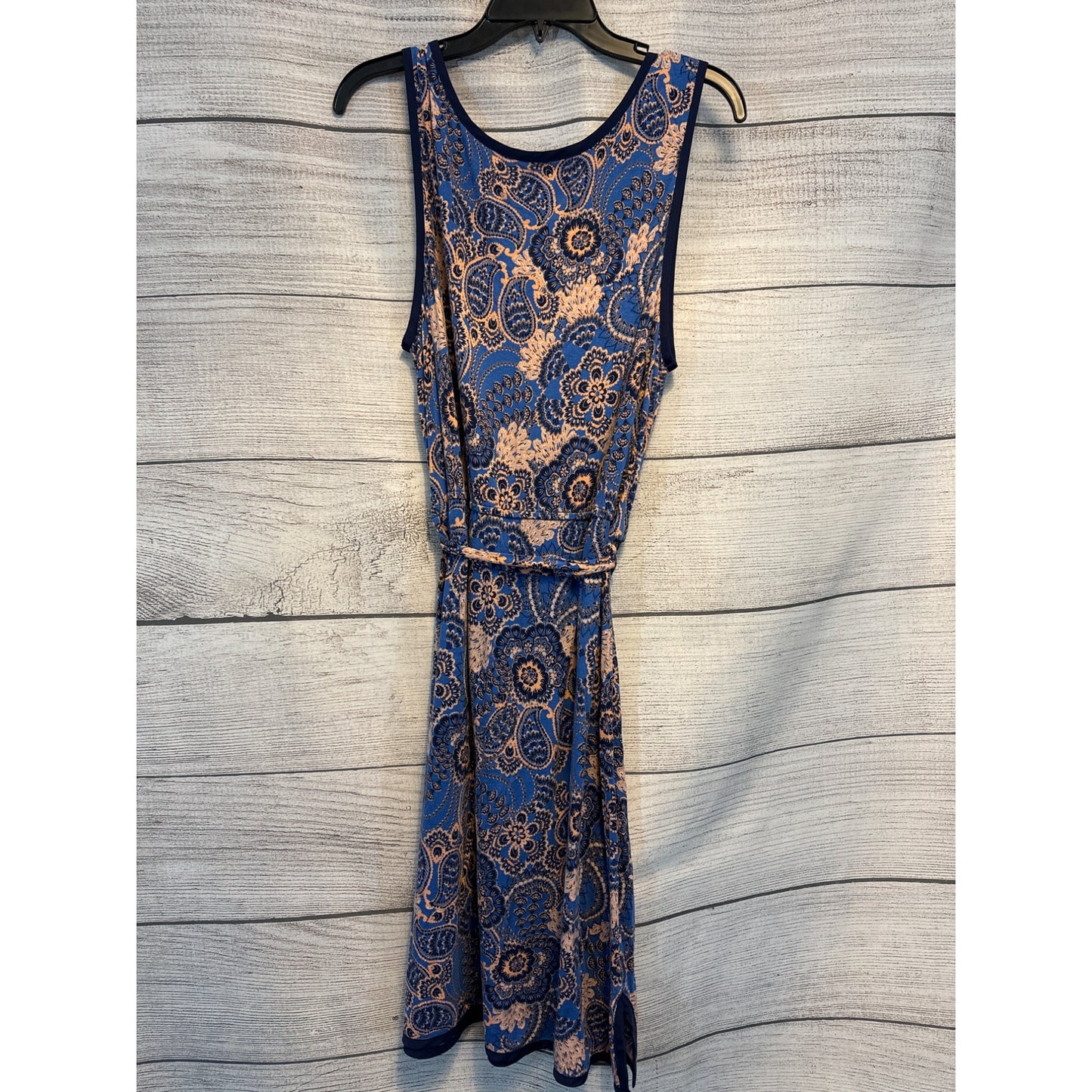 A.N.A Sleeveless Blue & Peach Paisley Dress 1X