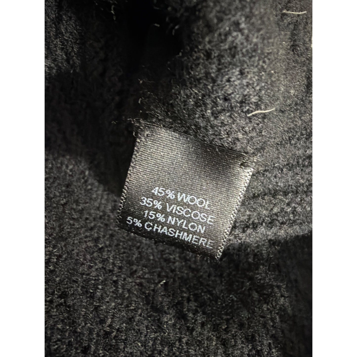 Black Wool Blend Patchwork Sweater With Bell Sleeves & Turtleneck
