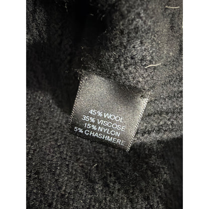 Black Wool Blend Patchwork Sweater With Bell Sleeves & Turtleneck