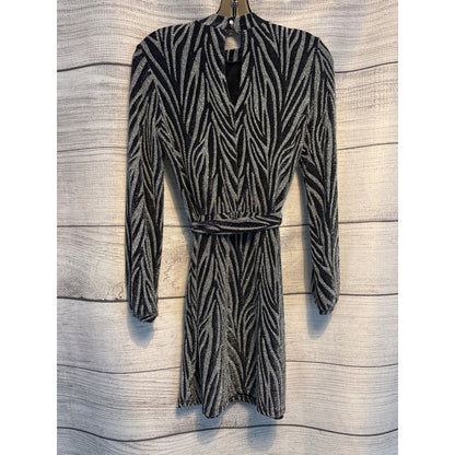 Mohito Shimmery Metallic Zebra Print Wrap Dress Size XS