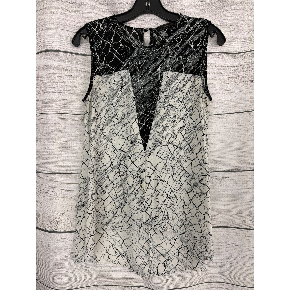 BCBGMaxAzria High Low Sleeveless Marble Print Blouse Size XXS