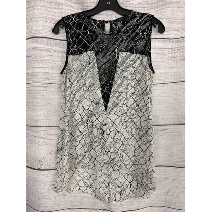 BCBGMaxAzria High Low Sleeveless Marble Print Blouse Size XXS