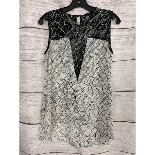 BCBGMaxAzria High Low Sleeveless Marble Print Blouse Size XXS