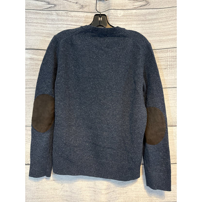 J. Crew Mens Gray Wool Blend Crewneck Sweater With Elbow Patches Size M