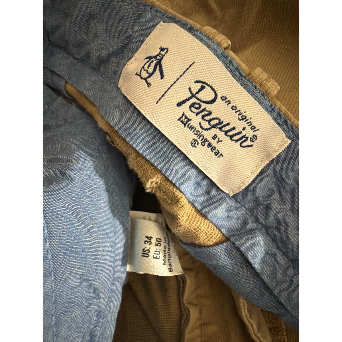 Mens Original Penguin Khaki Chino Shorts Size 34