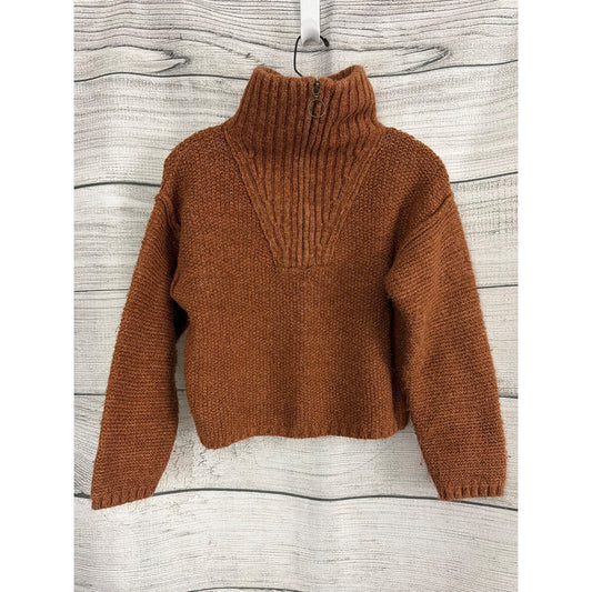 Universal Thread Rust Brown Knit Half-Zip Pullover Sweater Size S