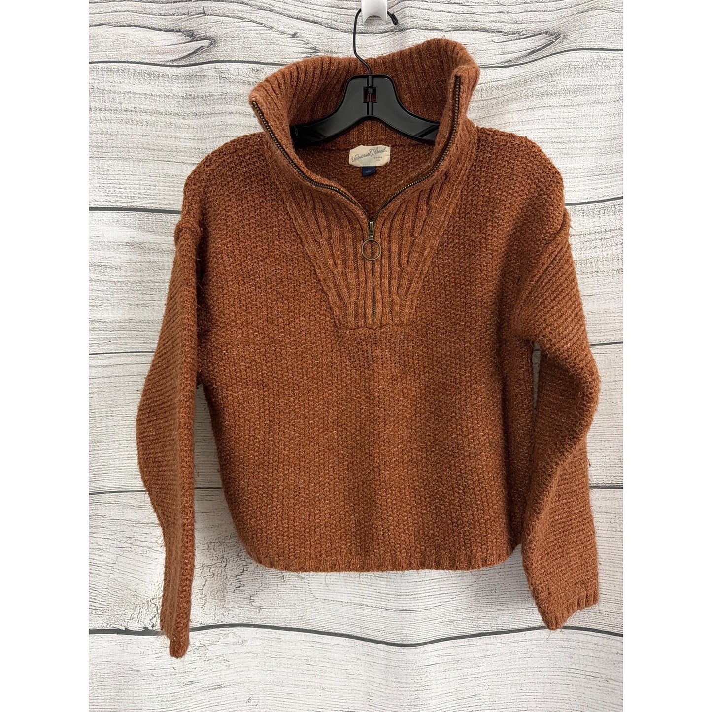 Universal Thread Rust Brown Knit Half-Zip Pullover Sweater Size S