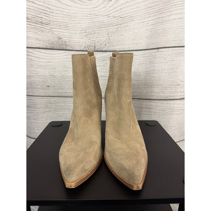 Marc Fisher Oshay Natural Suede Pointed Toe Heel Bootie Boot Size 7.5