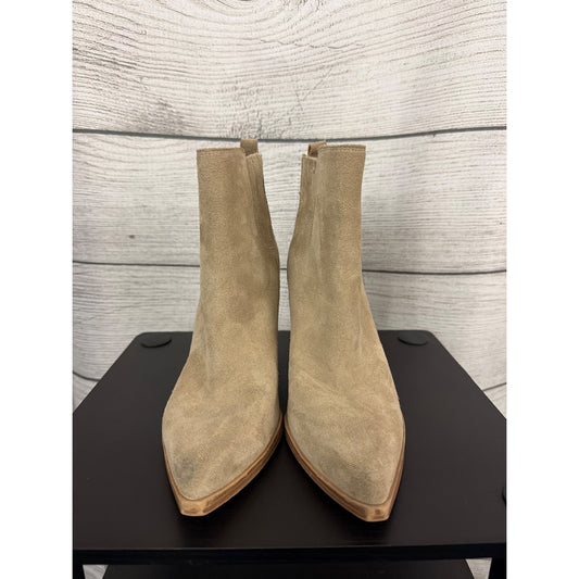 Marc Fisher Oshay Natural Suede Pointed Toe Heel Bootie Boot Size 7.5