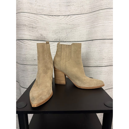 Marc Fisher Oshay Natural Suede Pointed Toe Heel Bootie Boot Size 7.5