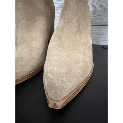 Marc Fisher Oshay Natural Suede Pointed Toe Heel Bootie Boot Size 7.5