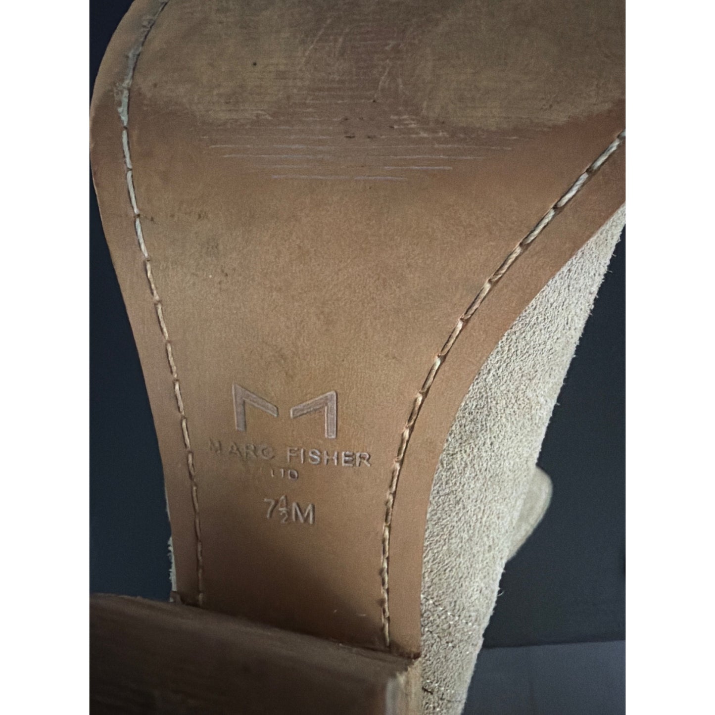 Marc Fisher Oshay Natural Suede Pointed Toe Heel Bootie Boot Size 7.5