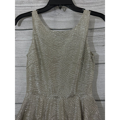 Hailey Logan by Adrienne Papell Silver Metallic Peplum Dress Size XS