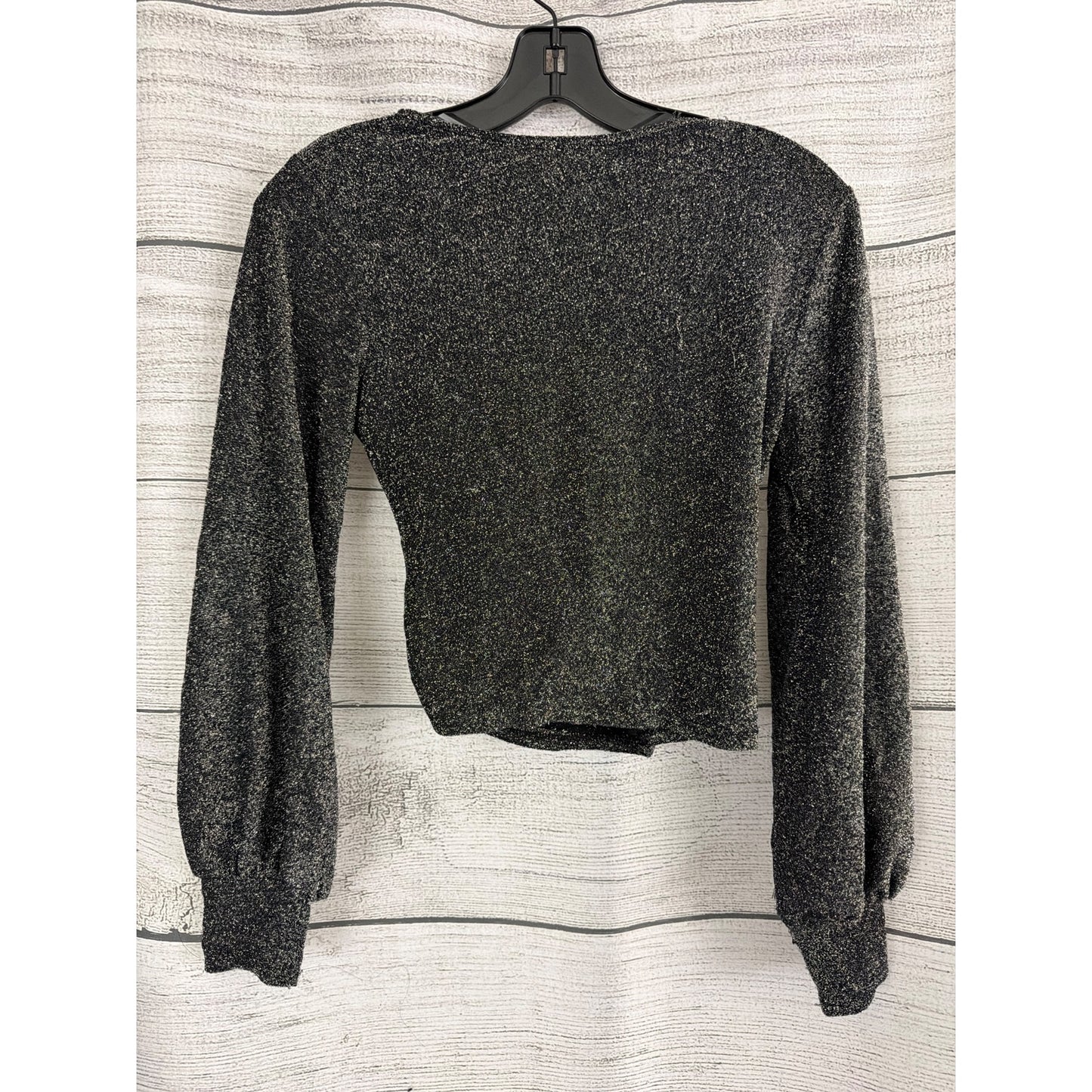 Lush Shimmery Black Lush Long Sleeve Wrap Top Size S