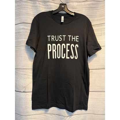 NWOT Bella + Canvas Mens Trust The Process Black Graphic T-Shirt Size M