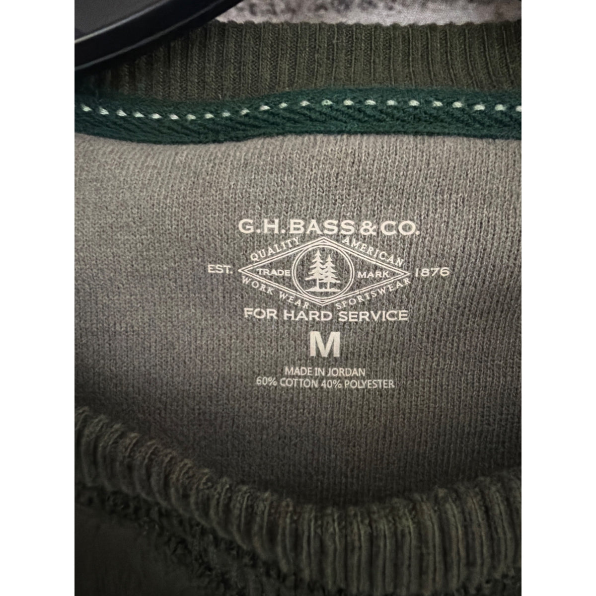 Mens G.H. Bass & Co. Green Crewneck Sweatshirt Size M