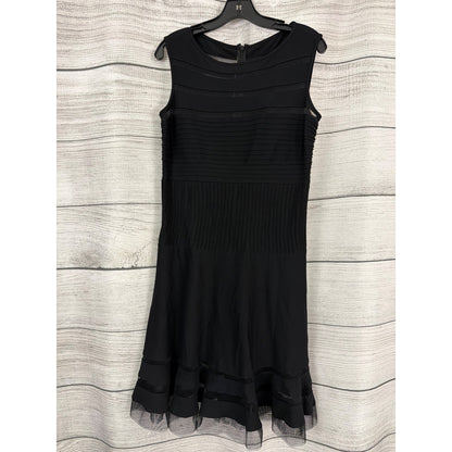 Tadashi Shoji Pintuck Jersey and Illusion Mesh Fit and Flare Dress Size L
