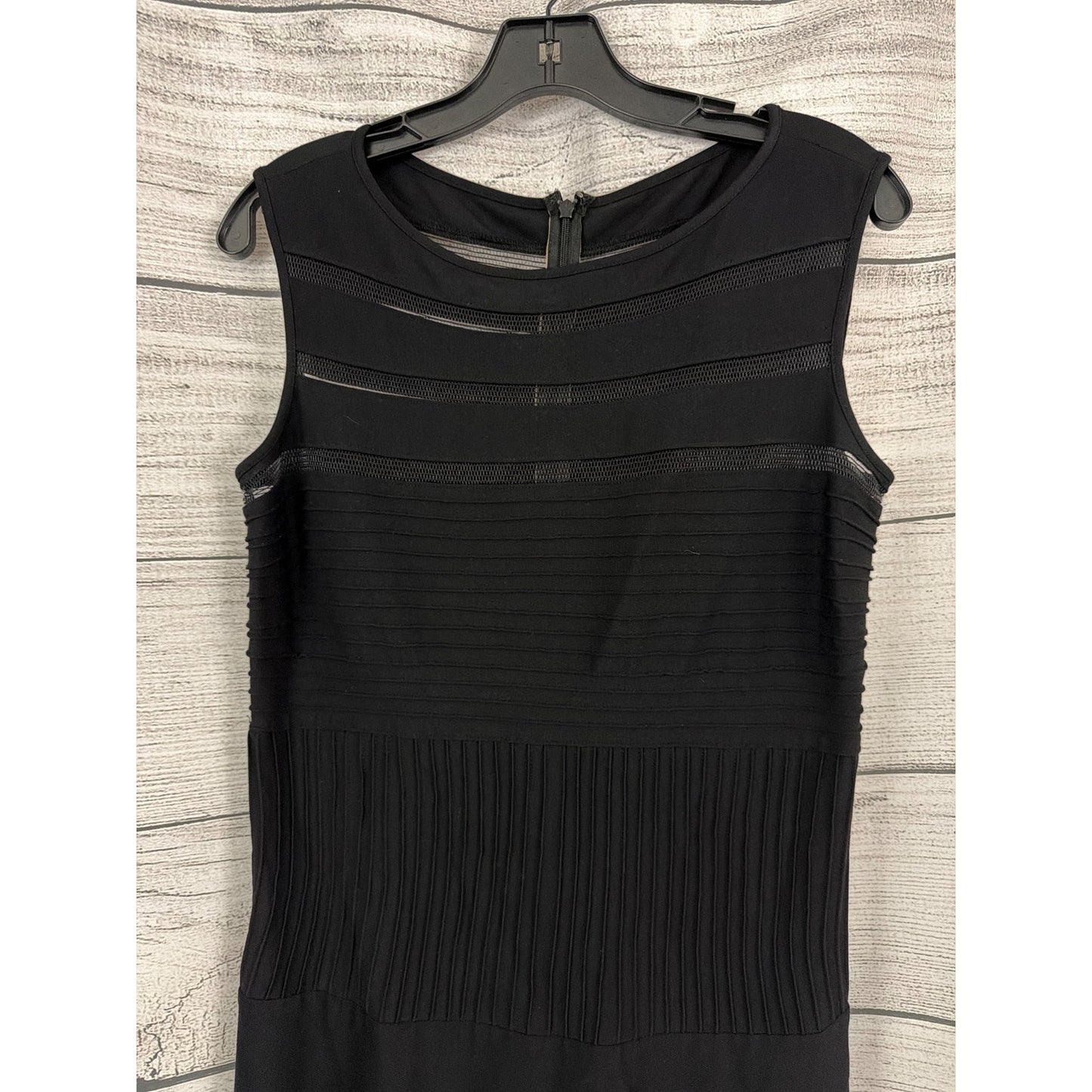 Tadashi Shoji Pintuck Jersey and Illusion Mesh Fit and Flare Dress Size L