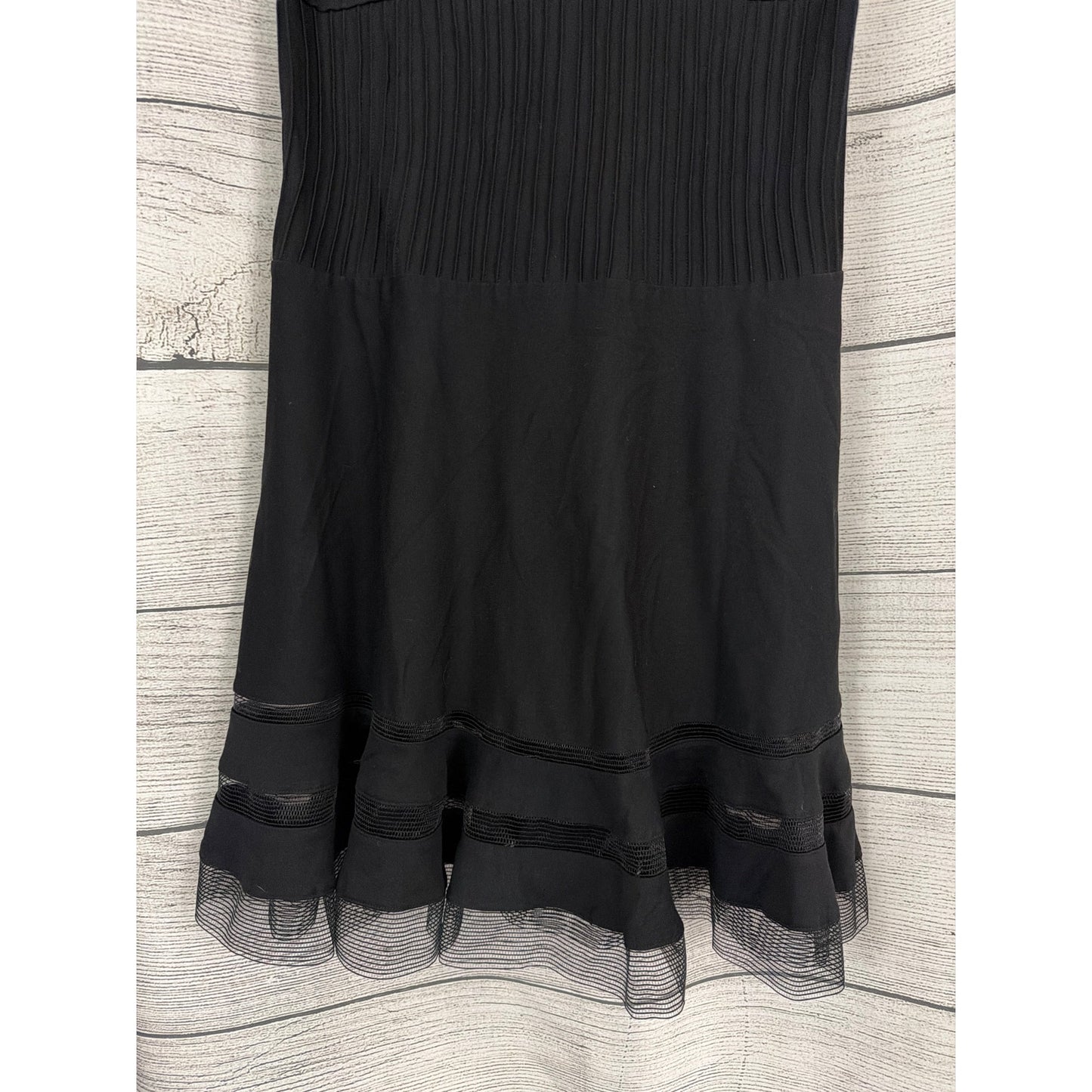 Tadashi Shoji Pintuck Jersey and Illusion Mesh Fit and Flare Dress Size L