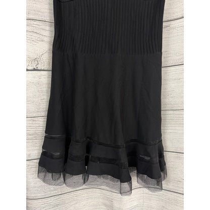 Tadashi Shoji Pintuck Jersey and Illusion Mesh Fit and Flare Dress Size L