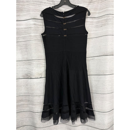 Tadashi Shoji Pintuck Jersey and Illusion Mesh Fit and Flare Dress Size L