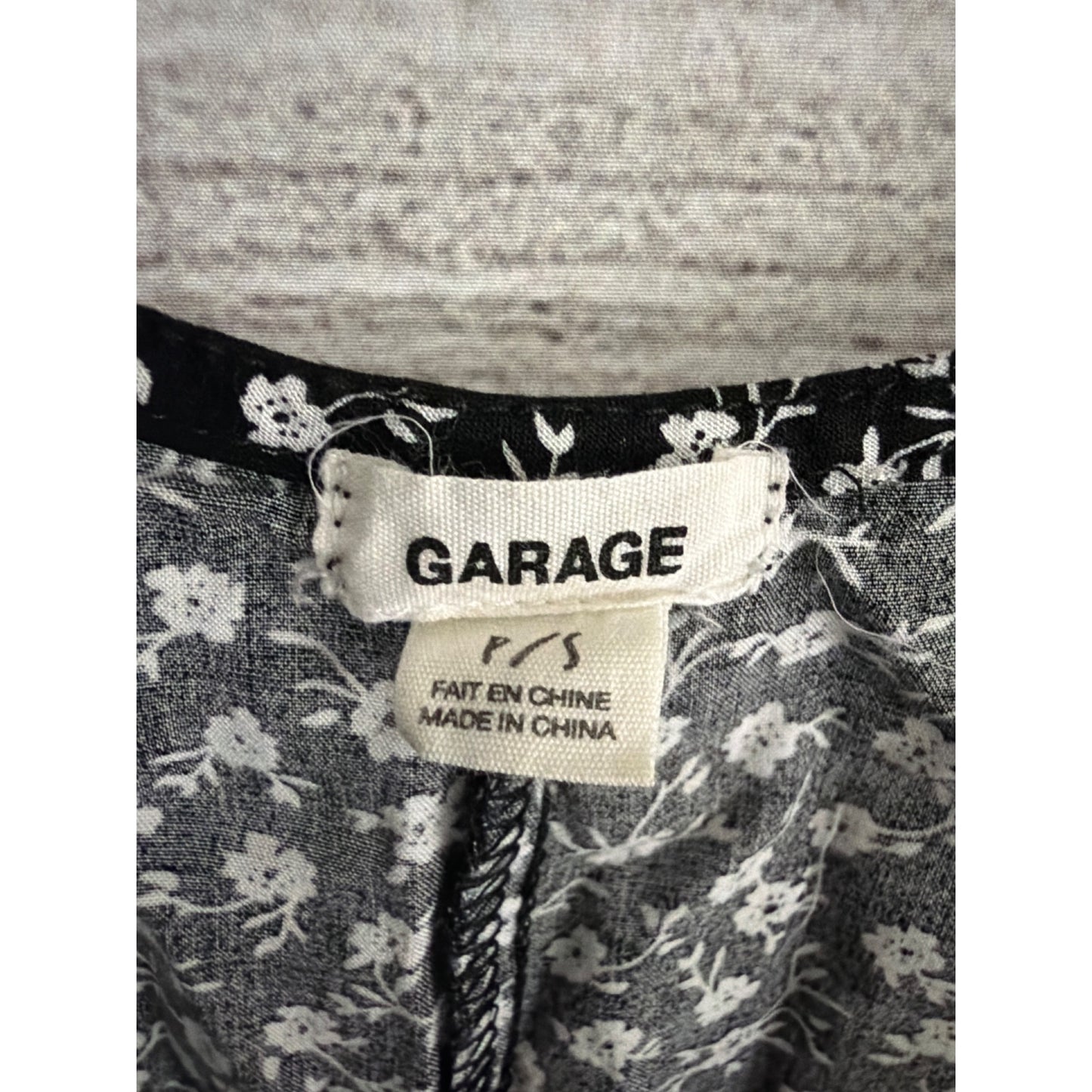 Garage Black & White Floral Print Short-Sleeve Romper Size S