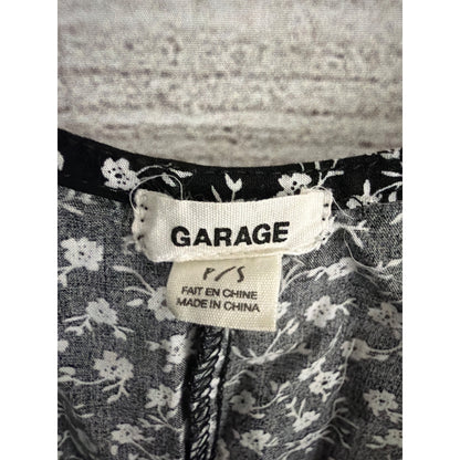 Garage Black & White Floral Print Short-Sleeve Romper Size S