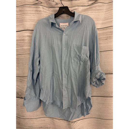 NWT Alexia Admor Amber Oversized Linen and Cotton Button-Up Shirt Size M