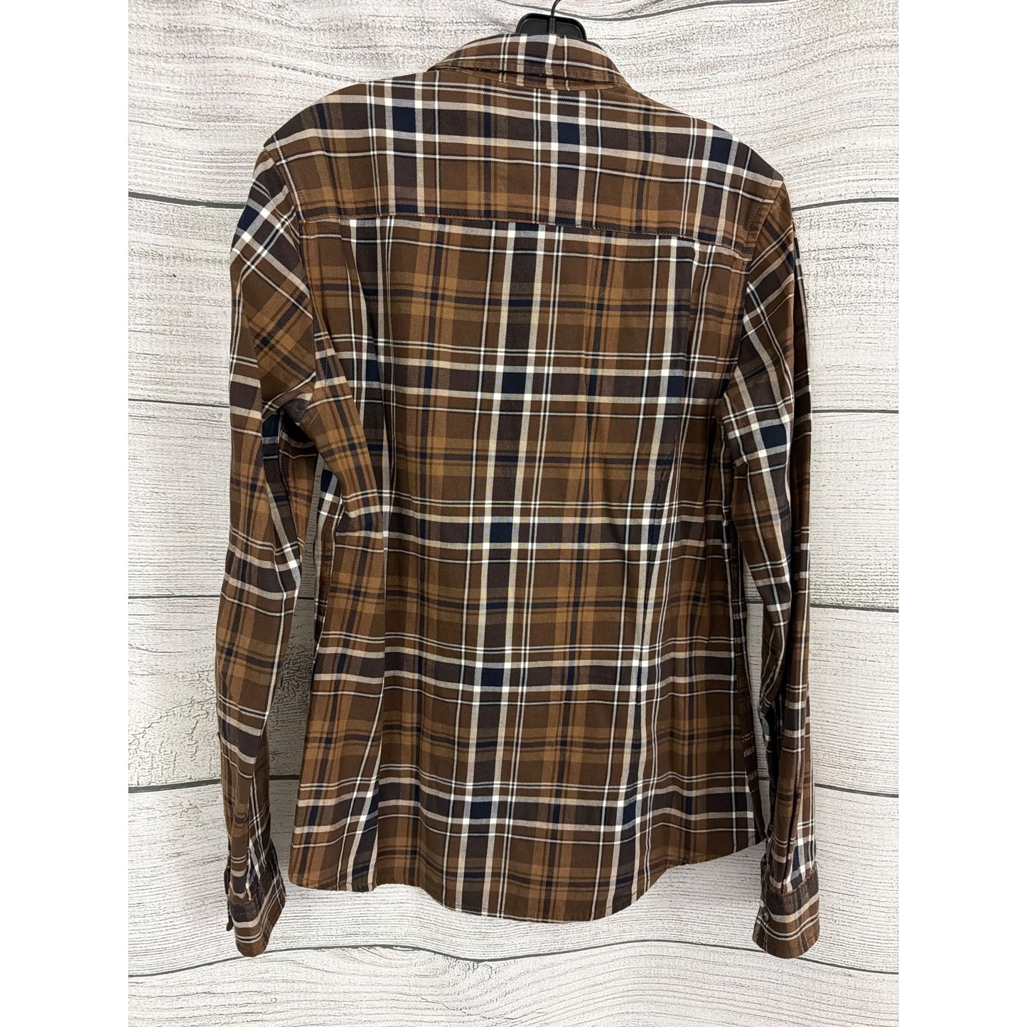 Mens ASOS Brown Plaid Button-Up Shirt Size M