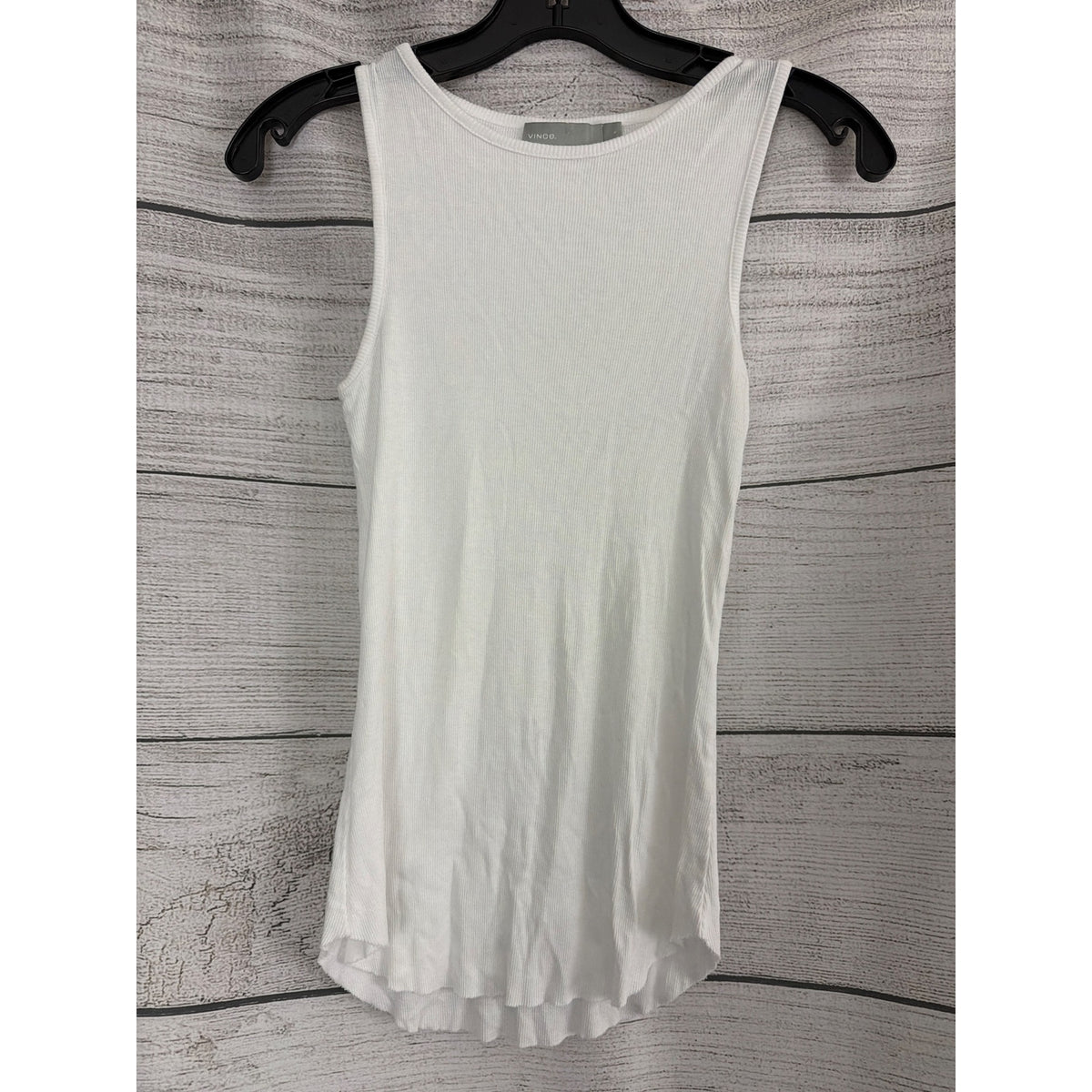 Vince High Neck Tank Sea Ribbed Tank Top Size S