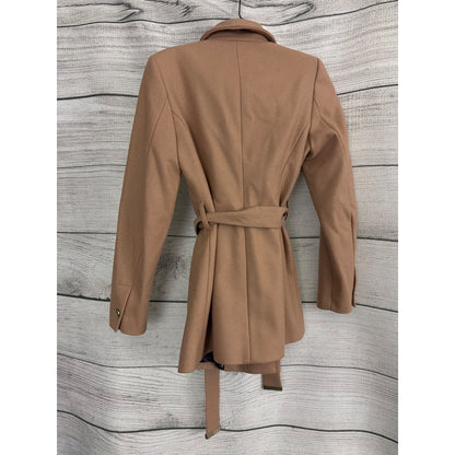 Ted Baker London Rytaa Belted Camel Wrap Coat With Floral Lining Size 1/4/S