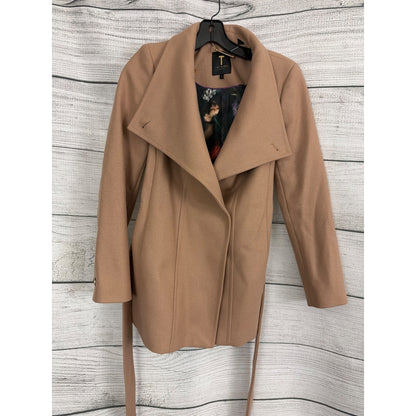 Ted Baker London Rytaa Belted Camel Wrap Coat With Floral Lining Size 1/4/S