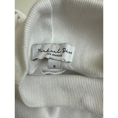 Michael Stars White Ribbed Sleeveless Turtleneck Top Size S