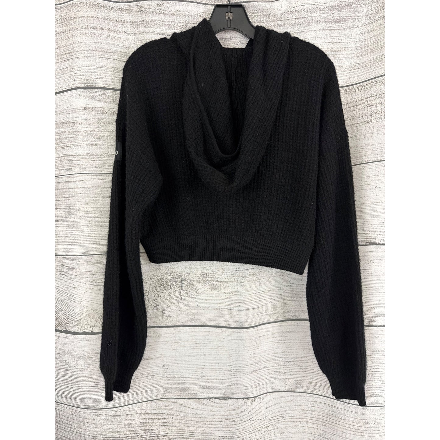 Alo Black Cashmere Plush Waffle Full Zip Hoodie