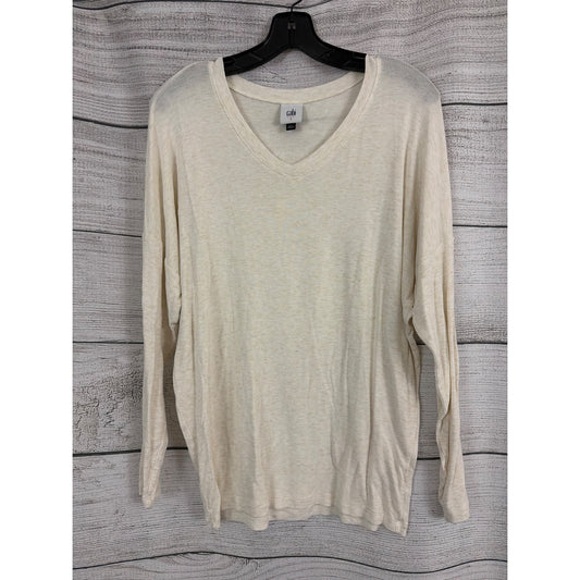 CAbi Long-Sleeve Cream Lightweight Top Size S