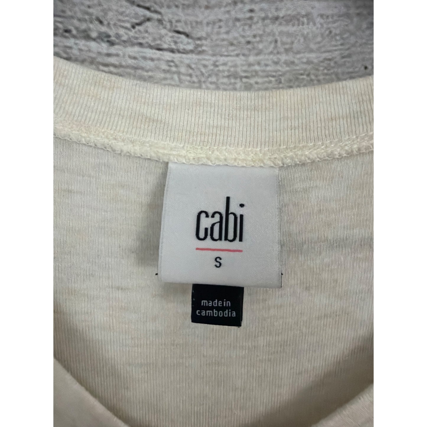 CAbi Long-Sleeve Cream Lightweight Top Size S