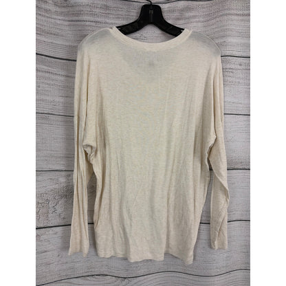 CAbi Long-Sleeve Cream Lightweight Top Size S