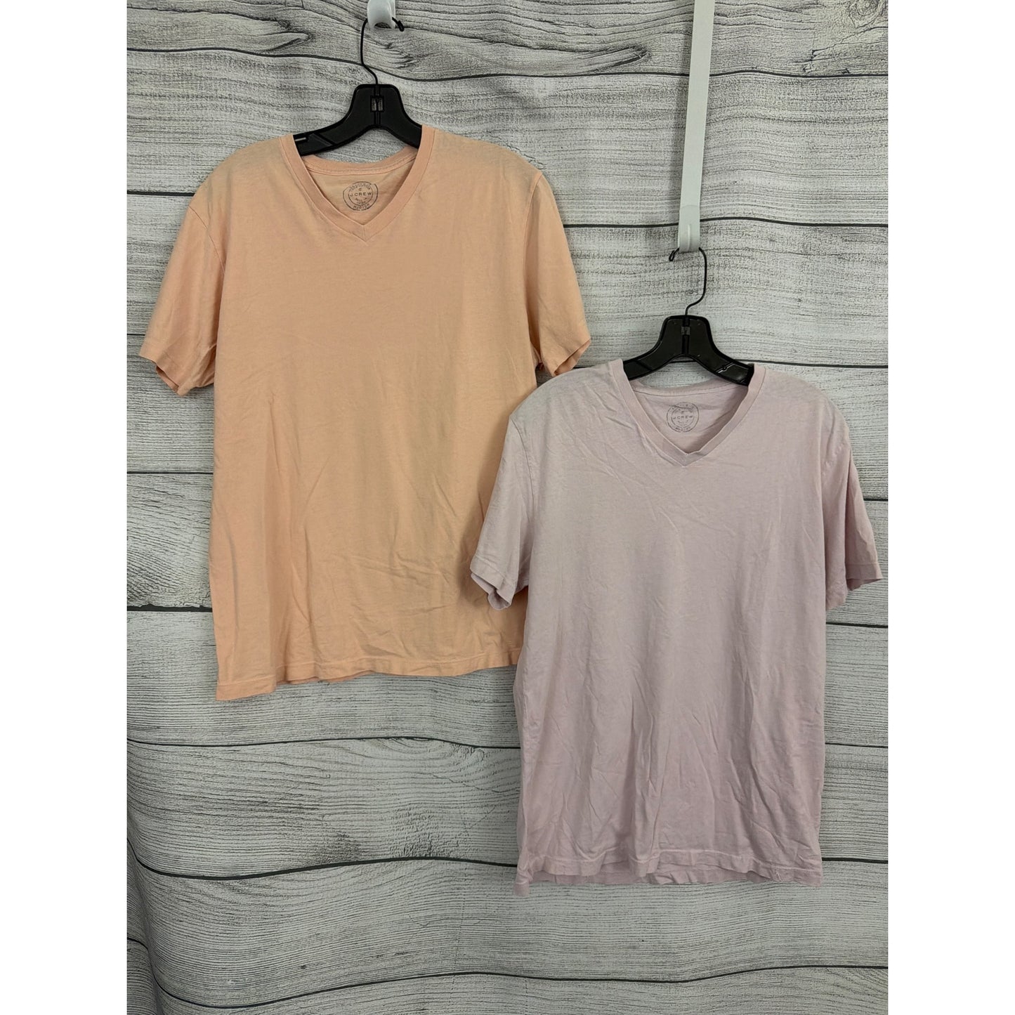 Mens J.Crew Broken-In Cotton V-Neck T-Shirts Peach & Lavender Size M