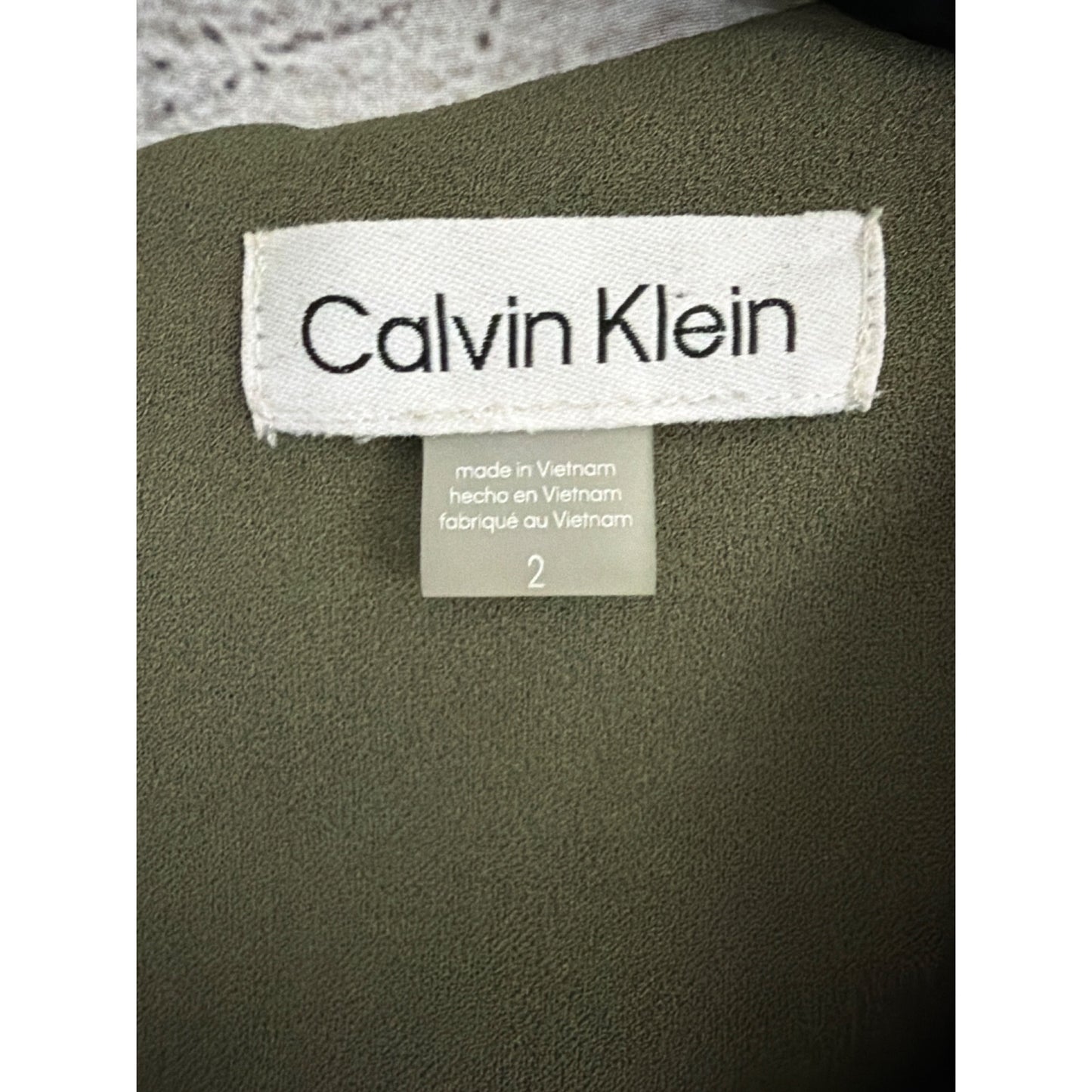 NWT Calvin Klein Olive Green Sleeveless Jumpsuit With Waist Tie Size 2