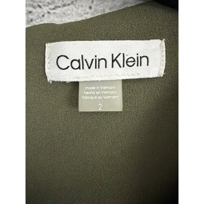 NWT Calvin Klein Olive Green Sleeveless Jumpsuit With Waist Tie Size 2