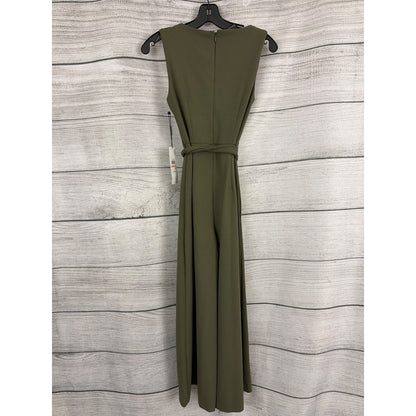 NWT Calvin Klein Olive Green Sleeveless Jumpsuit With Waist Tie Size 2