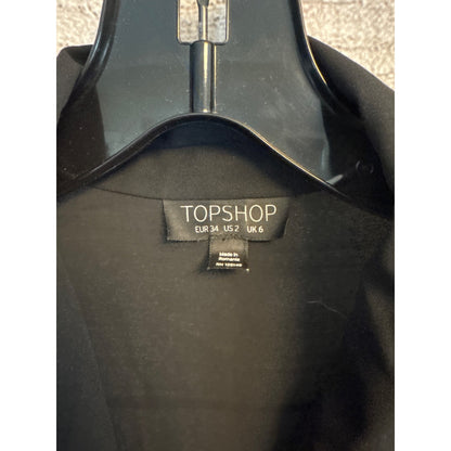 Topshop Black Sleeveless Drape V-Neck Blouse Size 2