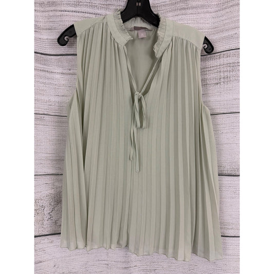 H&M Pleated Sleeveless Blouse With Tie Neck Size S
