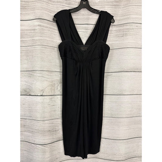 BCBGMaxAzria Black Ruched Bodice V-Neck Dress Size M