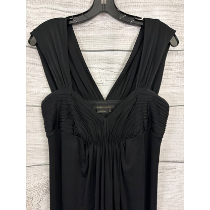 BCBGMaxAzria Black Ruched Bodice V-Neck Dress Size M