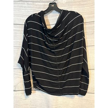 Elan Striped Top With Cowl Neck & Long Sleeves Size L