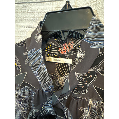 Becken Grey Floral Silk Blouse Size 10
